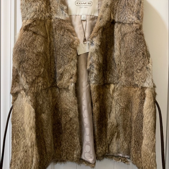 NWT -Coach Rabbit Fur Vest - Natural color - Picture 2 of 3